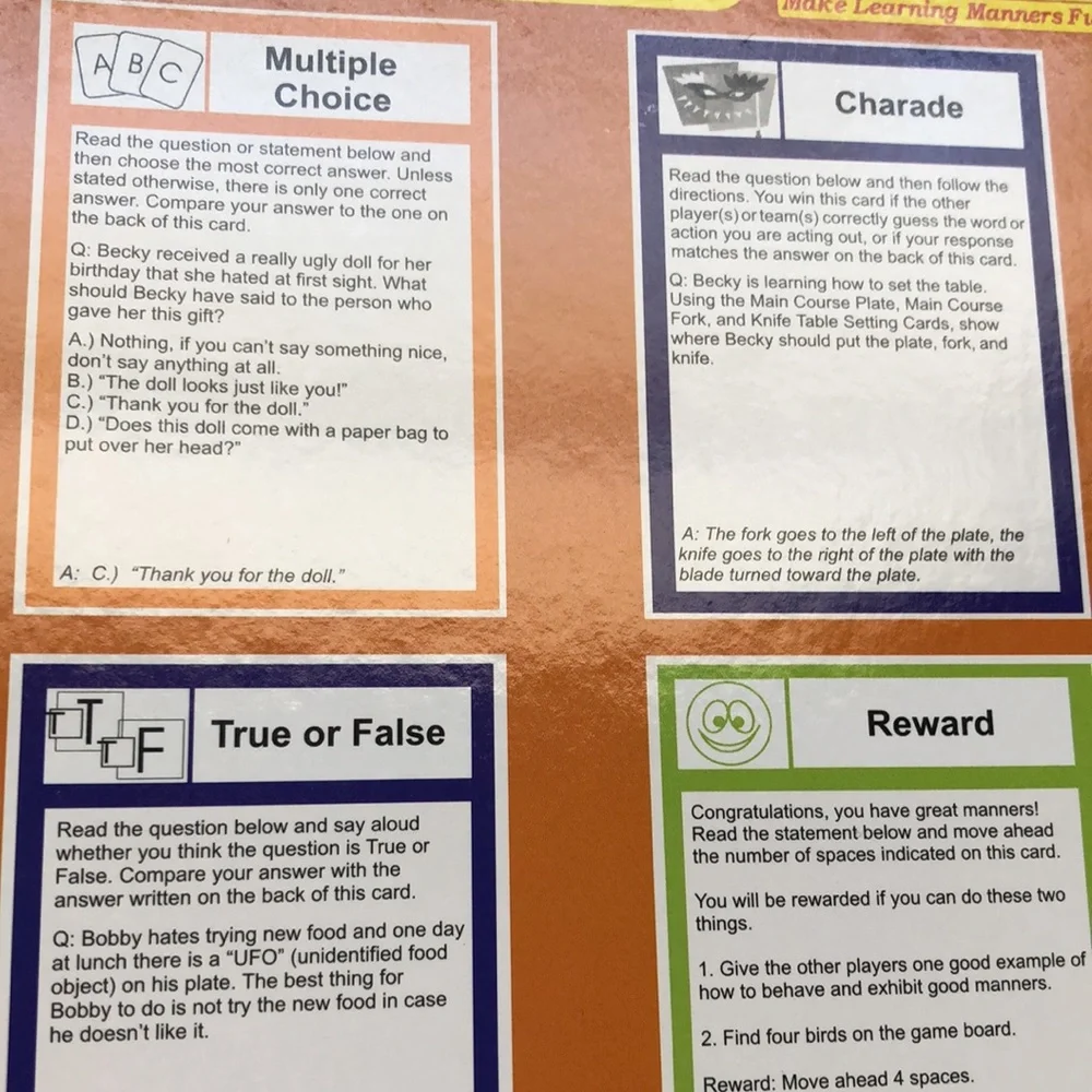 New Children’s Board Game Blunders Manners Game For Kids Ages 5-10